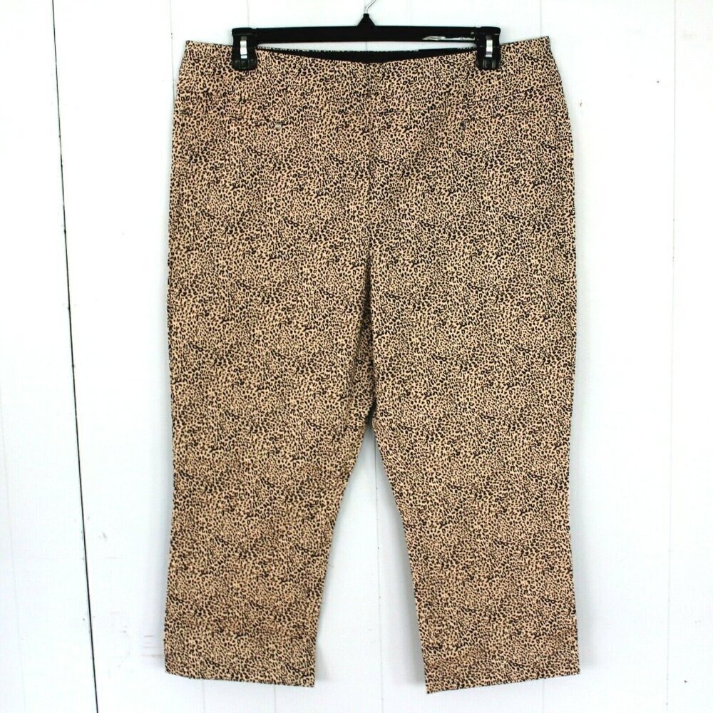 Womens NEW High Rise Smoothing Capri Size 16 Cheetah Leopard Print Tan Stretch